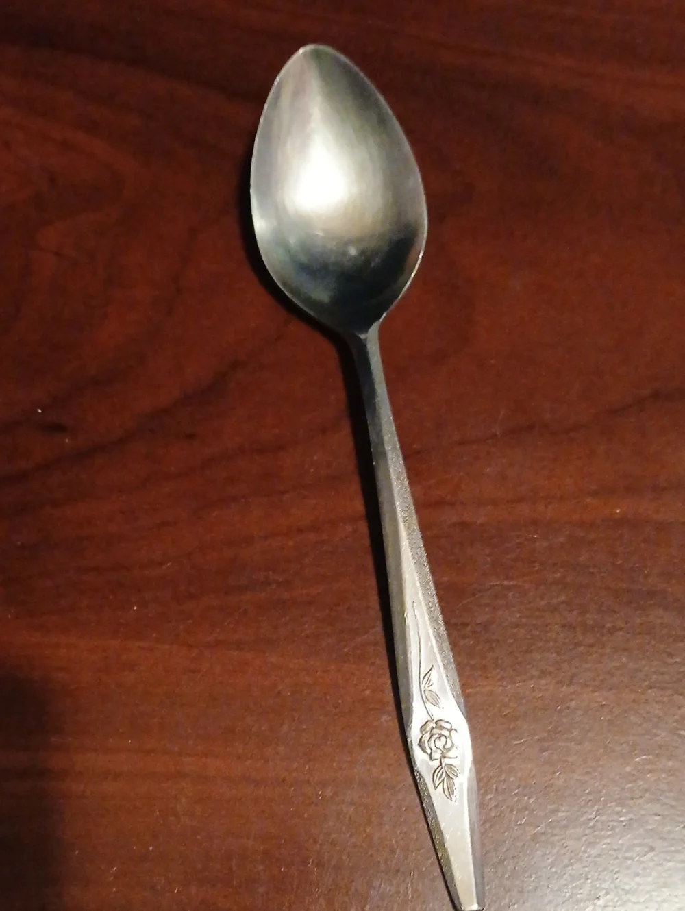 Stainless Steel Silver Rose-Accent Tablespoon